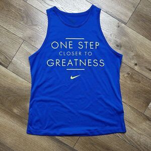 Nike Mens Tank Top Blue Elite Dri Fit One Step Closer To Greatness Small